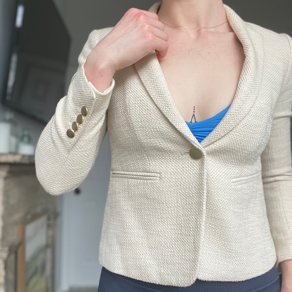 Ann Taylor Textured Cream Blazer
